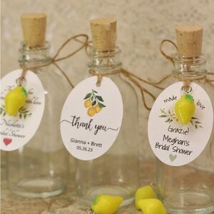 Lot of Corked Glass Bottles | Party Favors | Limoncello | Olive Oil | Glass Jar